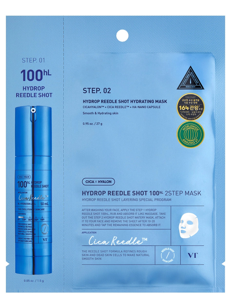 VT COSMETICS Hydrop Reedle Shot 100hL 2-Step Mask veido kaukė