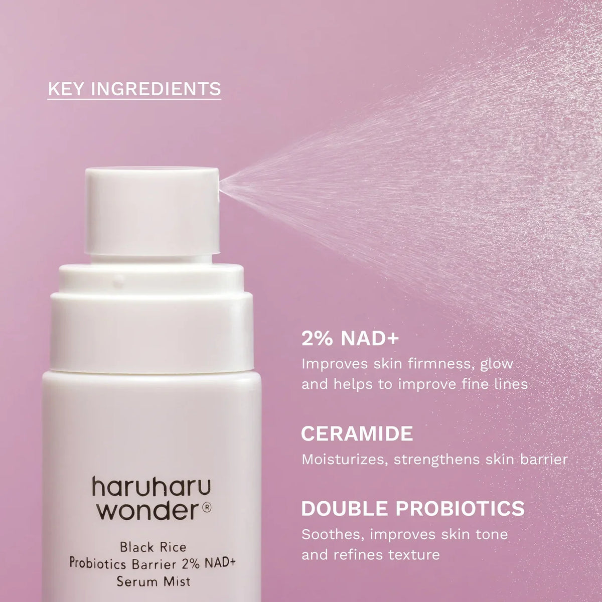 haruharu wonder Black Rice Probiotics Barrier 2% NAD+ Serum Mist nuo silpno odos barjero