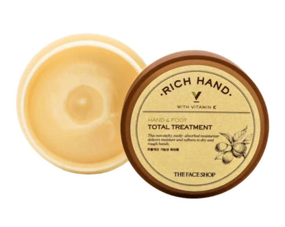 THE FACE SHOP - Rich Hand V Hand & Foot Total Treatment rankų ir koju kremas - haru.lt
Gilaus maitinimo rankų ir kojų kremas su karite sviestu, saulėgrąžų sėklų aliejumi ir marulos sėklų aliejumi